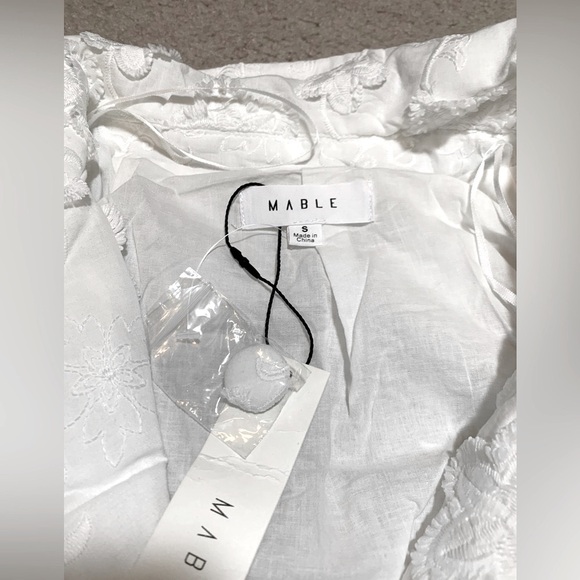 NWT Mable May Textured Embroidered Button Down White Dress Women XS to Small - Picture 6 of 13